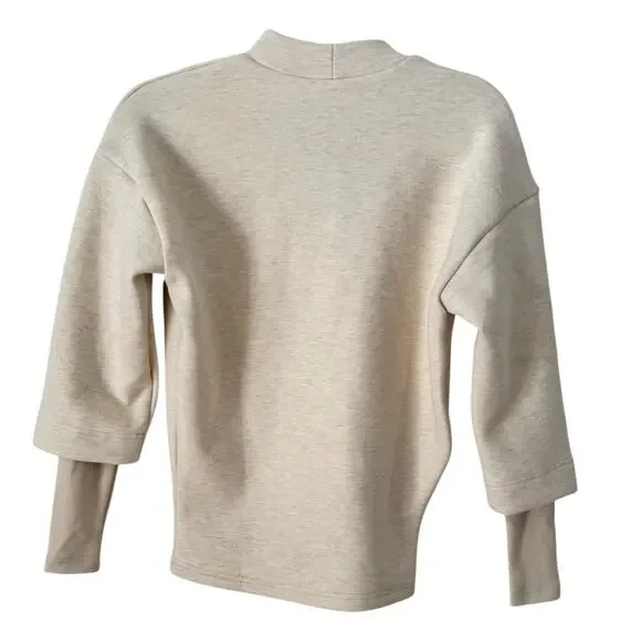 NWT OGL FuzzLuxe Mockneck Sleeve Warmer Top Heather Beige Women’s Size XS - Picture 3 of 6